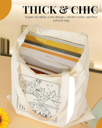 AUSVKAI Canvas Tote Bag for Women, Aesthetic Cute Grocery Grocery Reusable Cotton Gift Bag for Shooping Beach Trendy Gifts
