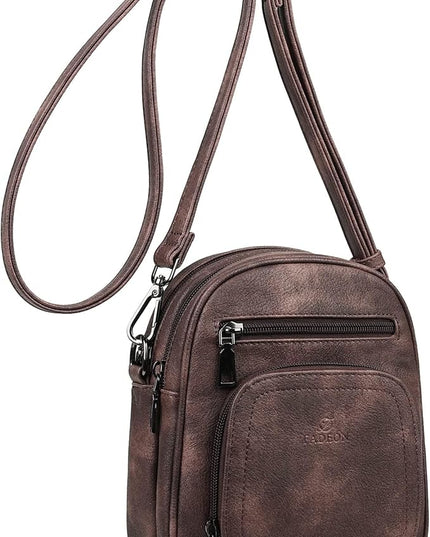 FADEON Small Purses for Women Crossbody Bags, Designer PU Leather Mini Cross Body Purse Travel Shoulder Bag Card Slots