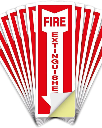 OLANZU Pack of 18 Fire Extinguisher Stickers 4"x 12"- 5 Mil Vinyl - Fire Extinguisher Sign for business with Arrow- Durable Self Adhesive, Weatherproof and UV Protected-Ideal for Office, Home and Outdoor places