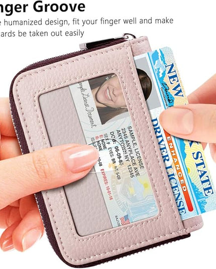 FurArt Zipper Wallet Women, RFID Blocking Credit Card Wallet, Business Card Holder, Compact Size KeyChain Wallet