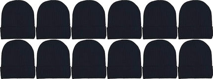 12 Pack Winter Beanie Hats for Men Women, Warm Cozy Knitted Cuffed Skull Cap, Wholesale