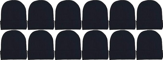 12 Pack Winter Beanie Hats for Men Women, Warm Cozy Knitted Cuffed Skull Cap, Wholesale