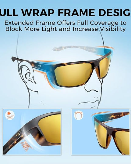 KastKing Huzzah Polarized Sport Sunglasses for Men and Women, Ideal for Driving Fishing Cycling and Running,UV Protection