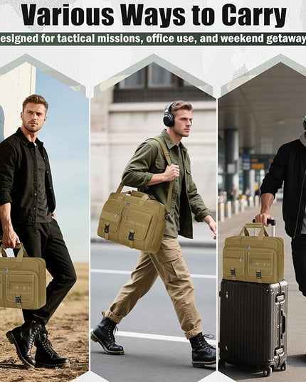 RAINSMORE Tactical Laptop Bag 15.6/17.3 Inch Laptop Briefcase Men Business Computer Bag Military Messenger Bag Work Office