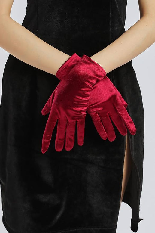 Sahabowi Satin Gloves Formal Bridal Banquet Party Wedding Opera Solid Colorful Mitten For Women