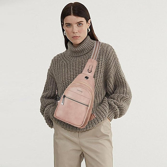 Sling Bag For Women Faux Leather Small Casual Daypack Backpack Fanny Pack Crossbody Chest Bags Purse