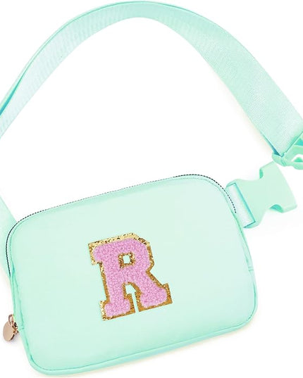 Uygafly Belt Bag Fanny Pack Crossbody Bags with Initials Letter Patch Cute Stuff Birthday Gifts for Teenager Girls Trendy Stuff for Teens | Light Green,R