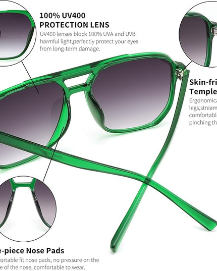 FEISEDY Retro Square Aviator Sunglasses Women Men 70s Vintage Trendy Plastic Frame Sun Glasses B2835