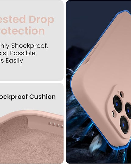 FireNova Designed for iPhone 13 Pro Case, Silicone Upgraded [Camera Protection] Phone Case with [2 Screen Protectors], Soft Anti-Scratch Microfiber Lining Inside, 6.1 inch, Pinksand