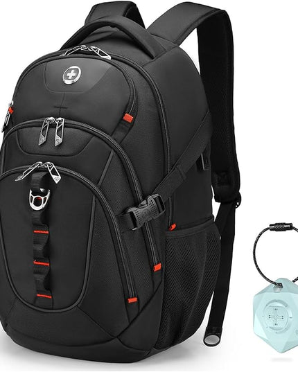Swissdigital Design Travel Backpack for Men with Apple Find My, Laptop Backpack with USB Charging Port, RFID Protection, Add-A-Bag System - Travel Backpack for Men-Finder Color Random | SD803BT013-01