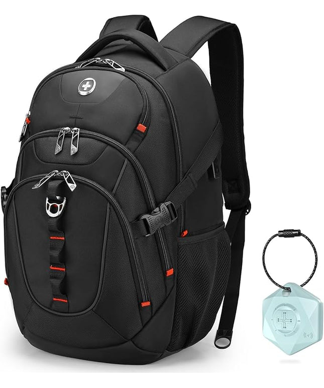 Swissdigital Design Travel Backpack for Men with Apple Find My, Laptop Backpack with USB Charging Port, RFID Protection, Add-A-Bag System - Travel Backpack for Men-Finder Color Random | SD803BT013-01