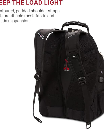 SwissGear 1900 ScanSmart 17” Laptop Backpack Black – Reflective Tech Backpack with ScanSmart Compartment – Multiple Organizer Pockets & RFID Scan Blocking Technology
