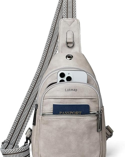 Sling Bag For Women Faux Leather Small Casual Daypack Backpack Fanny Pack Crossbody Chest Bags Purse