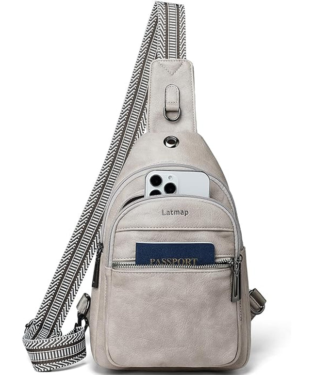 Sling Bag For Women Faux Leather Small Casual Daypack Backpack Fanny Pack Crossbody Chest Bags Purse