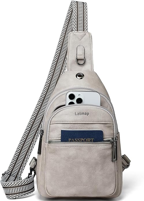 Sling Bag For Women Faux Leather Small Casual Daypack Backpack Fanny Pack Crossbody Chest Bags Purse