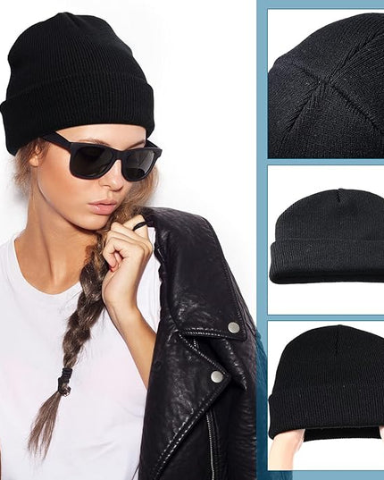Yahenda 50 Pcs Winter Beanies Bulk for Men Women, Knitted Beanie Hats Cuffed Skull Cap Unisex
