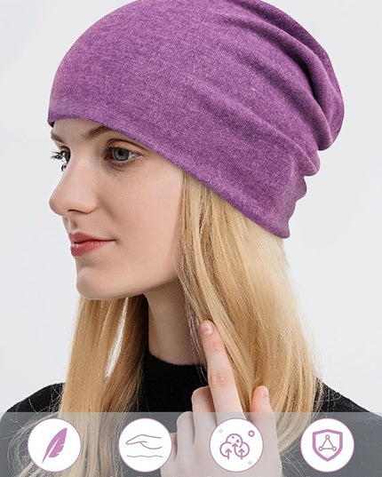 Senker Fashion Slouchy Beanie Hats for Women Men, Chemo Headwear Cotton Beanies Soft Lightweight Chemo Skull Cap Elastic