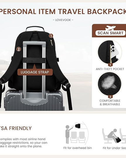 LOVEVOOK Laptop Backpack for Women with Pouch Pocket for Large Capacity Cup,18 Inch Laptop Computer Bag Travel Backpack Purse,Waterproof Work Business Backpack College Teacher Bags,Grayish Purple