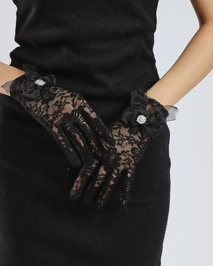Sahabowi Satin Gloves Formal Bridal Banquet Party Wedding Opera Solid Colorful Mitten For Women