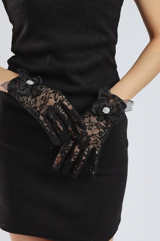 Sahabowi Satin Gloves Formal Bridal Banquet Party Wedding Opera Solid Colorful Mitten For Women