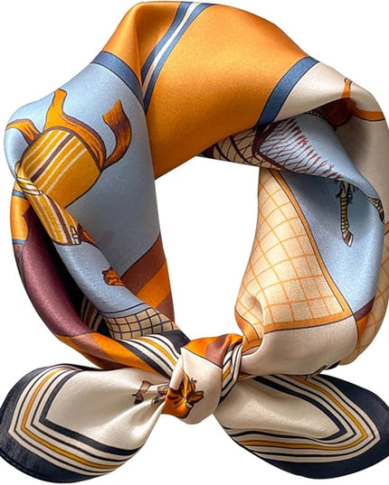 kcctoo 27.5" Mulberry Silk Feeling Head Scarf Women's Fashion Square Neck Satin Scarfs for Bag Hair Scarves Gift