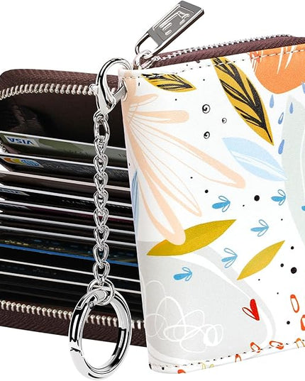 FurArt Zipper Wallet Women, RFID Blocking Credit Card Wallet, Business Card Holder, Compact Size KeyChain Wallet