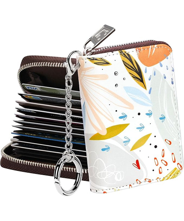 FurArt Zipper Wallet Women, RFID Blocking Credit Card Wallet, Business Card Holder, Compact Size KeyChain Wallet