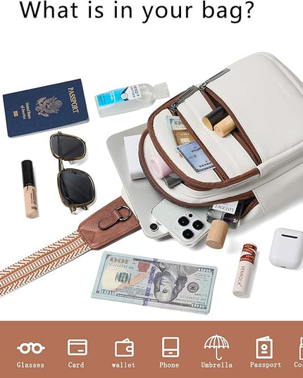 Sling Bag for Women Crossbody Bags Fanny Pack Sling Purse Backpack Vegan Leather Shoulder Bag Travel Anti Theft Beige