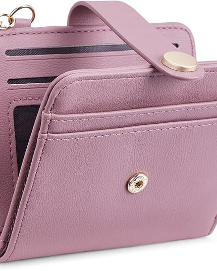 POIUGOYA Slim Wallet for Women,RFID Blocking Bifold Credit Card Holder with Zipper Coin Pocket,ID Window,Keychain