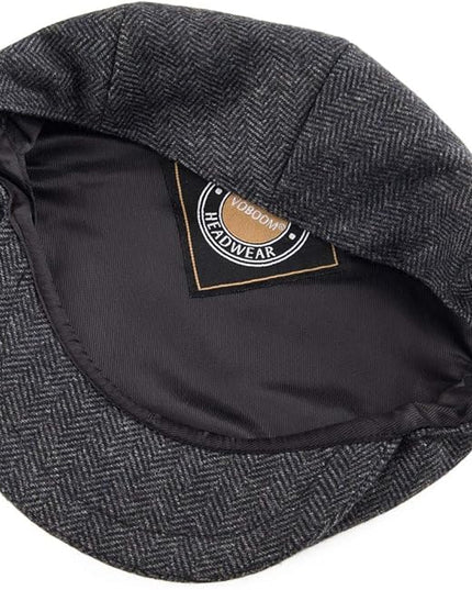 VOBOOM Men's Herringbone Flat Ivy Newsboy Hat Wool Blend Gatsby Cabbie Cap