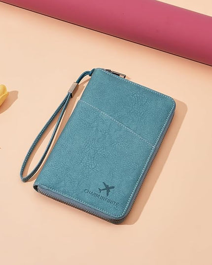 Family Passport Holder Wallet RFID Blocking Zippered Passport Wallet,Women and Men Travel Wallet Ladies Passport Cover