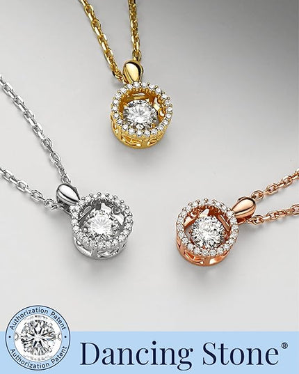 MomentWish Floating Necklace for Women, 0.5/1 Carat Dancing Moissanite Necklace for Her 925 Sterling Silver Pendant Anniversary Birthday Christmas Gift for Wife Mom Girlfriend