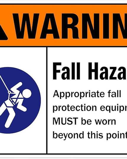 Warning Fall Hazard Appropriate Fall Protection Equipment Sign, 24x30 Inches, 55 mil thick HDPS (high density polystyrene), Made in USA by My Sign Center