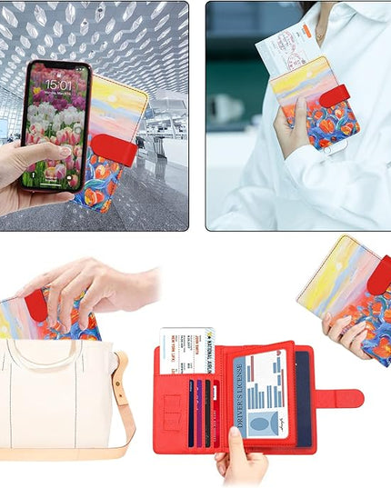 Melsbrinna RFID Passport Holder for Travel, Unisex Adults, Red, PU Leather, RFID Blocking, Passport Cover
