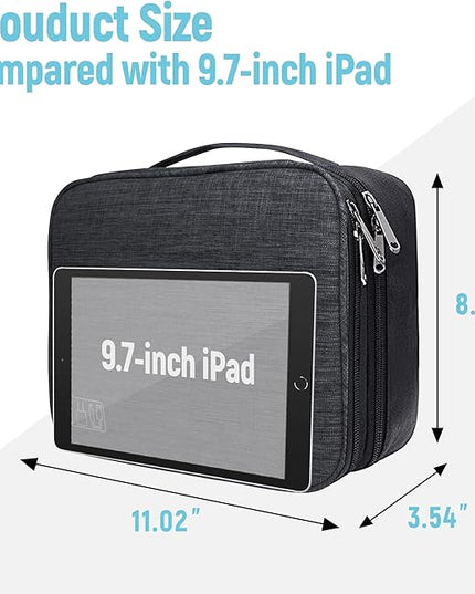Electronics Travel Organizer,Large Double Layer Portable Waterproof Travel Organizer Bag for Charging Cable Storage,Ipad,Power Bank,Hard Drive,for Travel,Business,5pcs Cable Ties-Sky Blue