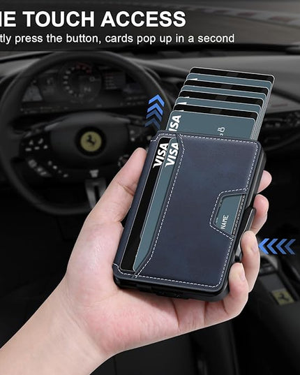 SEMORID Wallet for Men, Mens Wallet Minimalist Slim Wallet, RFID Blocking Smart Pop Up Wallet with Money Clip & ID Window, Metal Compact Wallet, Aluminum Credit Card Holder Wallet