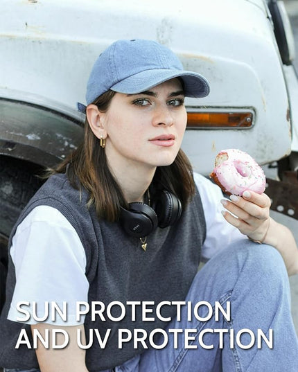XXL Oversize Washed Denim Baseball Cap,Low Profile Jean Sports Cap for Big Heads 23.5"-25.5",Large Pigment Dyed Dad Hat