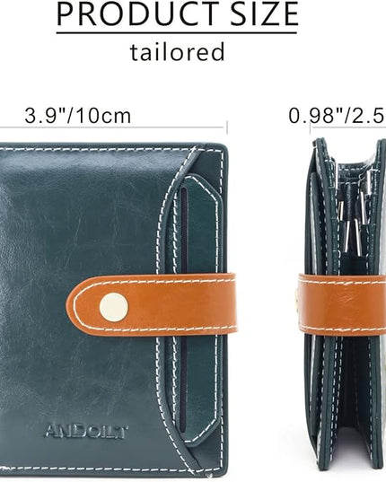 ANDOILT Wallets for Women Genuine Leather Small Bifold Wallet RFID Blocking Card Case Purse with ID Window Coin Pocket | Small, RFID Blocking, Card Case, Purse, with ID Window, Coin Pocket