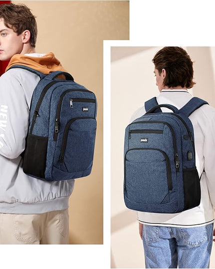 Paude Backpack for School, Laptop, Bookbag for Teen Boys - 17.3 Inch College Backpack for University, Business, Work, Travel (Blue, 17.3 inch)