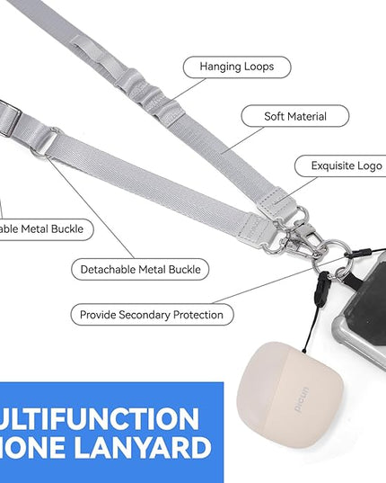 Phone Lanyard Crossbody Detchable Phone Strap 3 in 1 Adjustable Anti Theft Universal Cell Phone Lanyard for Men & Women, ID Holder, Phone Accessories Travel Essentials, Grey