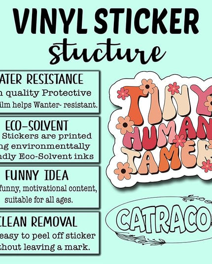 (3Pcs) Tiny Human Tamer Sticker, Decorate Books Laptop Phone Water Bottles Kindles Stickers Tumbler Sticker Waterproof Vinyl Decorate Sticker 3" Inch