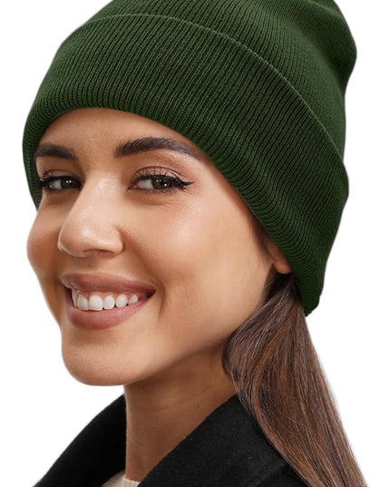 100% Cotton Beanie Hat- Unisex Ultra Soft Winter Warm Stretch Knit Cuffed Hats Fisherman Beanies Skull Cap