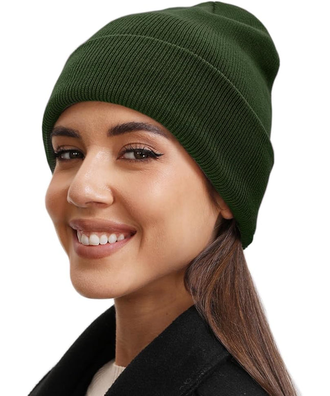 100% Cotton Beanie Hat- Unisex Ultra Soft Winter Warm Stretch Knit Cuffed Hats Fisherman Beanies Skull Cap