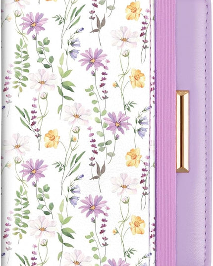 Passport Holder Cover Travel RFID Blocking Passport Cover Rose Gold Cute Flowers Passport Wallet with Elastic Band for Women