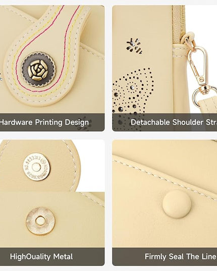 Small Crossbody Bags for Women, Lightweight Mini Cute Cell Phone Purse for Women with Tassel Shining Butterfly