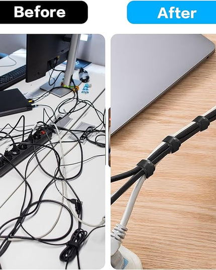 50 Pcs Reusable Cable Ties for Cords, 6" Hook and Loop Adjustable Cord Straps, Reusable Zip Ties, Wire Organizers for Cords Electrical Cord Management Office Home Computer PC Cable Management(Black)