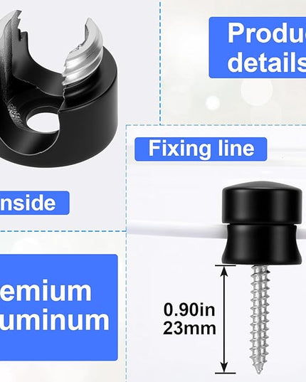 5 Sets Charger Holders for Cords, Matte Black Color Adjustable Cable Anchor Holders, Adhesive Metal Cord Clips, Cable Management Wire Organizers for Desk, Office, Nightstand