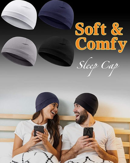 Syhood 4 Pcs Cotton Skull Caps for Men Women Breathable Beanie Thin Sleep Hat Night Running Cap Helmet Liner for Cycling Gym