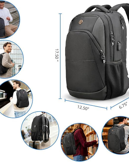 Swissdigital Design Travel Laptop Backpack, College Laptops Backpack with USB Charging Port for Men and Women Fits 16 Inch Notebook, Black | SD1670-01
