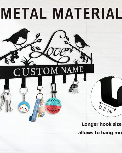 Dyoart Personalized Key Holder Wall Mount - Key Holder for Wall, Custom Name Key Rack, Metal Key Holder Hooks Organizer, Wedding Housewarming Gift, Key Hanger Decor for Entryway, Hallway, Bedroom